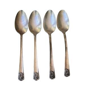 4 1950’s Wm. Rogers & Son April Flatware IS Silver Plate Tablespoons